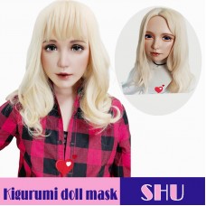 (Shu)Crossdress Sweet Girl Resin Half Head Female Kigurumi Mask With BJD Eyes Cosplay Anime Doll Mask (Shu)Crossdress Sweet Girl Resin Half Head Female Kigurumi Mask With BJD Eyes Cosplay Anime Doll Mask